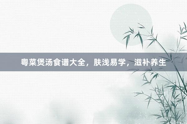 粤菜煲汤食谱大全，肤浅易学，滋补养生